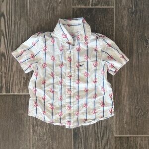 Boys White Short-Sleeve Anchor Button-Up Shirt